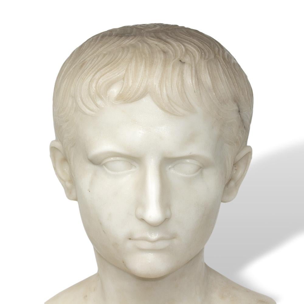Antico busto di Cesare Augusto in marmo italiano in vendita 4