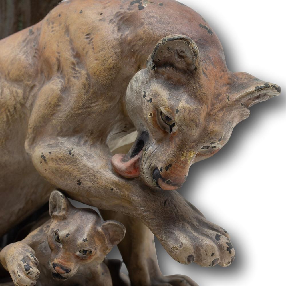 Lámpara de sobremesa Art Déco francesa de bronce pintado en frío Orgullo de león de Louis-Albert Carvin en venta 5