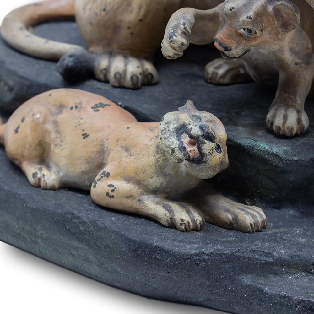 Lámpara de sobremesa Art Déco francesa de bronce pintado en frío Orgullo de león de Louis-Albert Carvin en venta 3