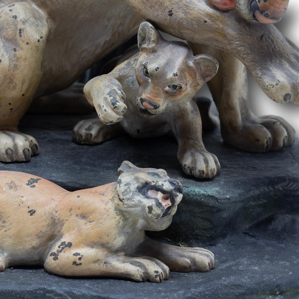 Lámpara de sobremesa Art Déco francesa de bronce pintado en frío Orgullo de león de Louis-Albert Carvin en venta 4