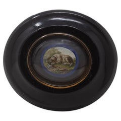 Italian Antique Grand Tour Micro Mosaic Spaniel After the Hunt