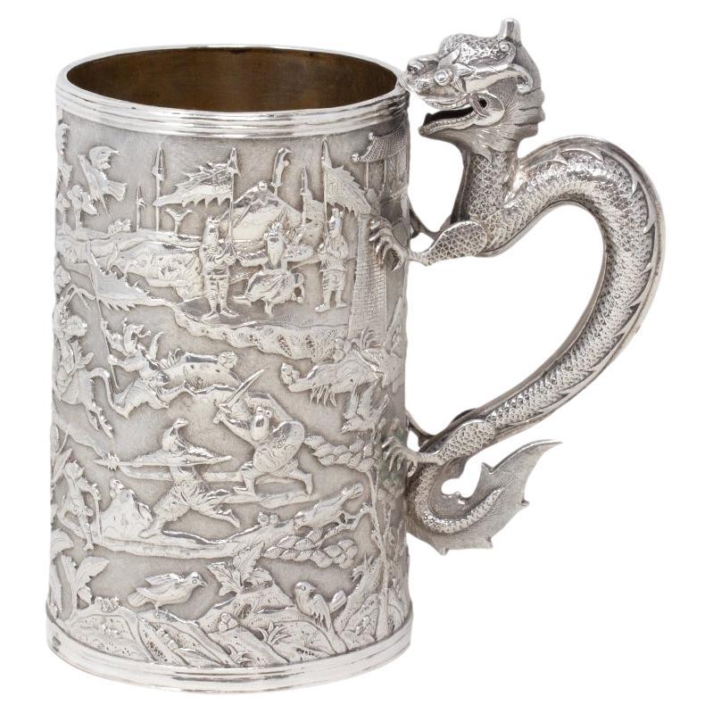 Ancienne chope en argent de l'époque des Qing en vente