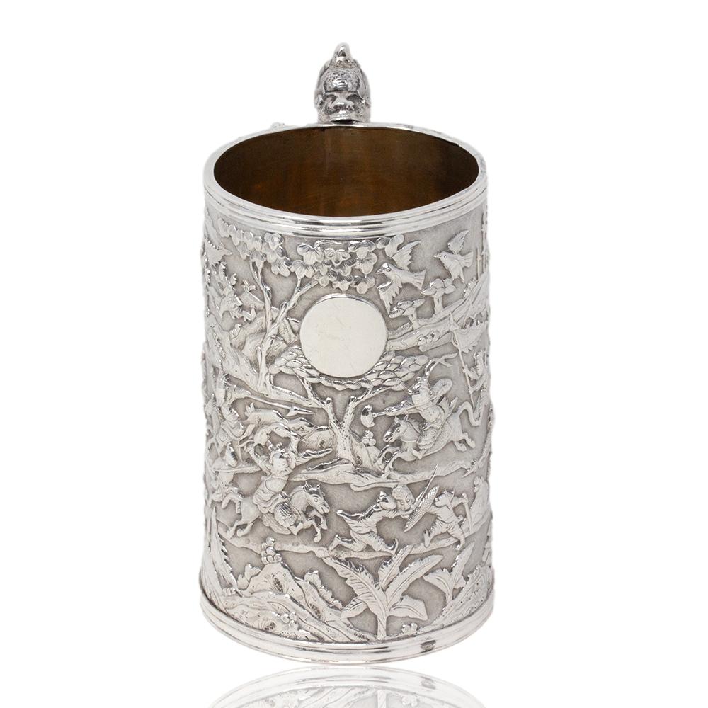 Ancienne chope en argent de l'époque des Qing Bon état - En vente à Newark, England