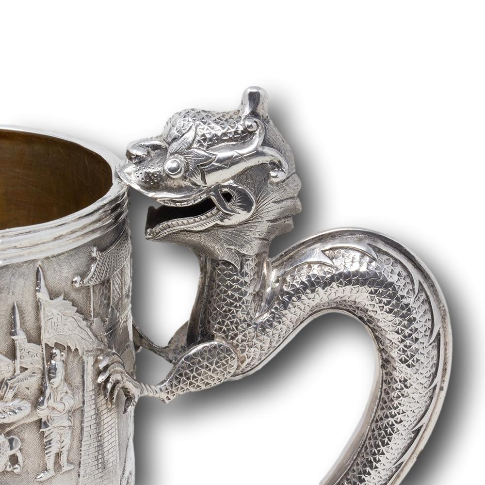 Début du 20ème siècle Ancienne chope en argent de l'époque des Qing en vente
