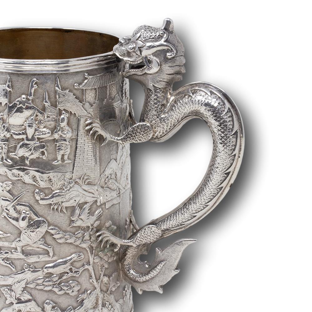 Argent Ancienne chope en argent de l'époque des Qing en vente