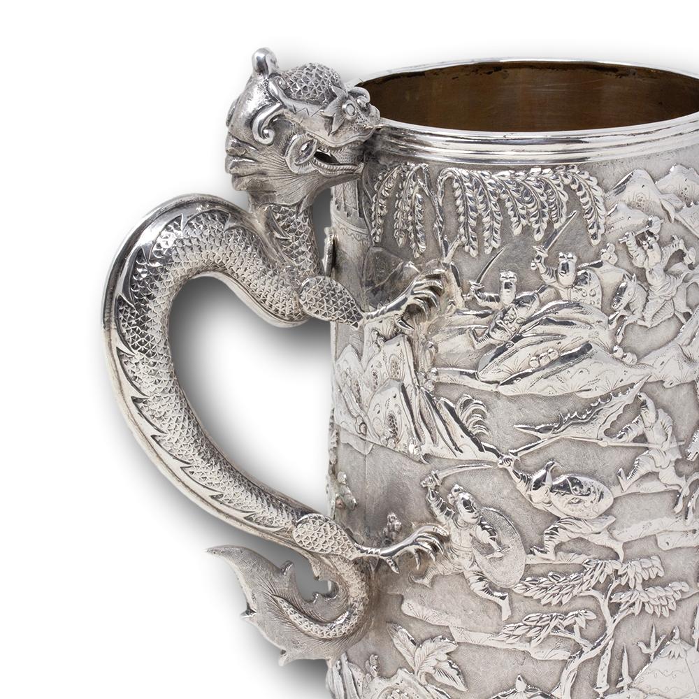 Ancienne chope en argent de l'époque des Qing en vente 1
