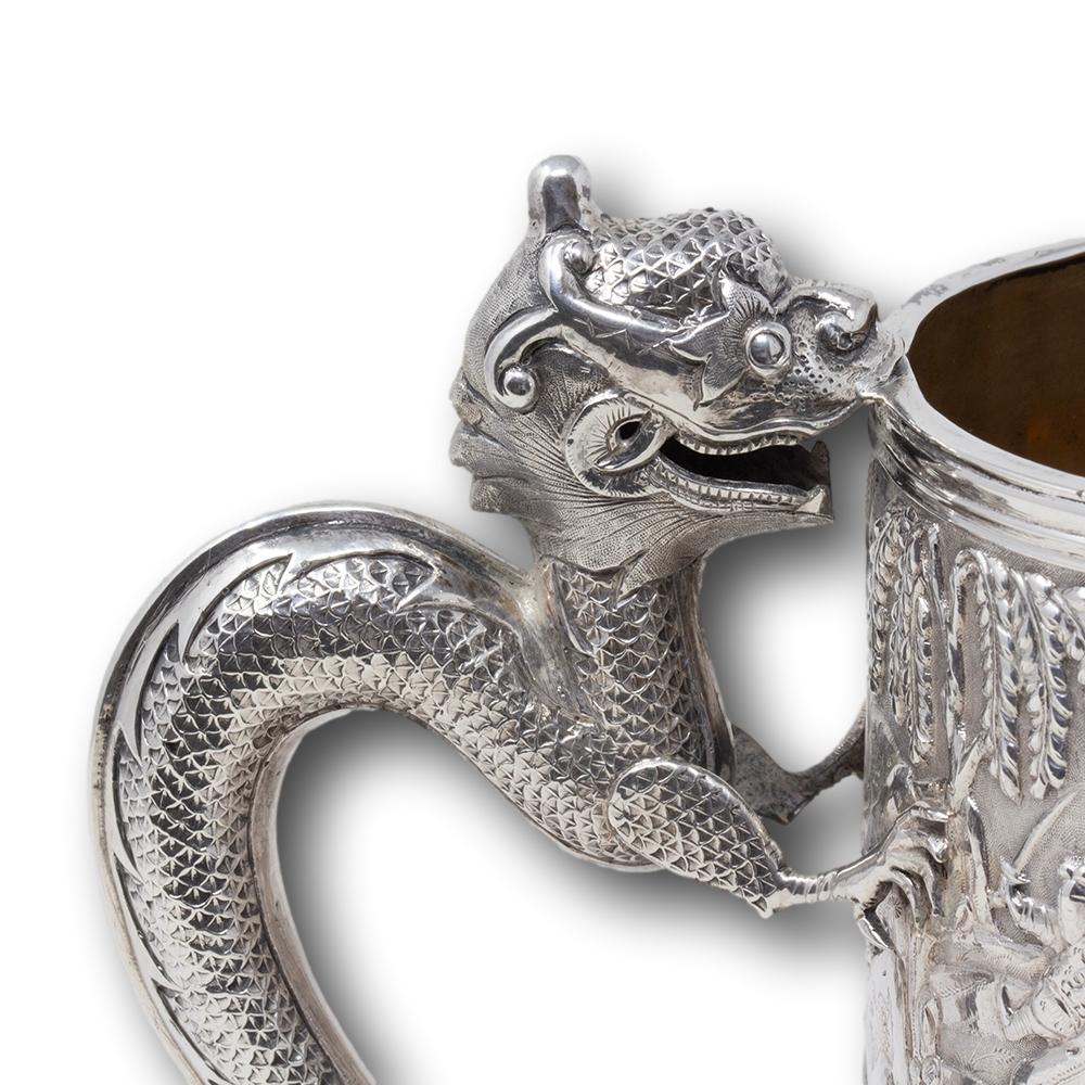 Ancienne chope en argent de l'époque des Qing en vente 2
