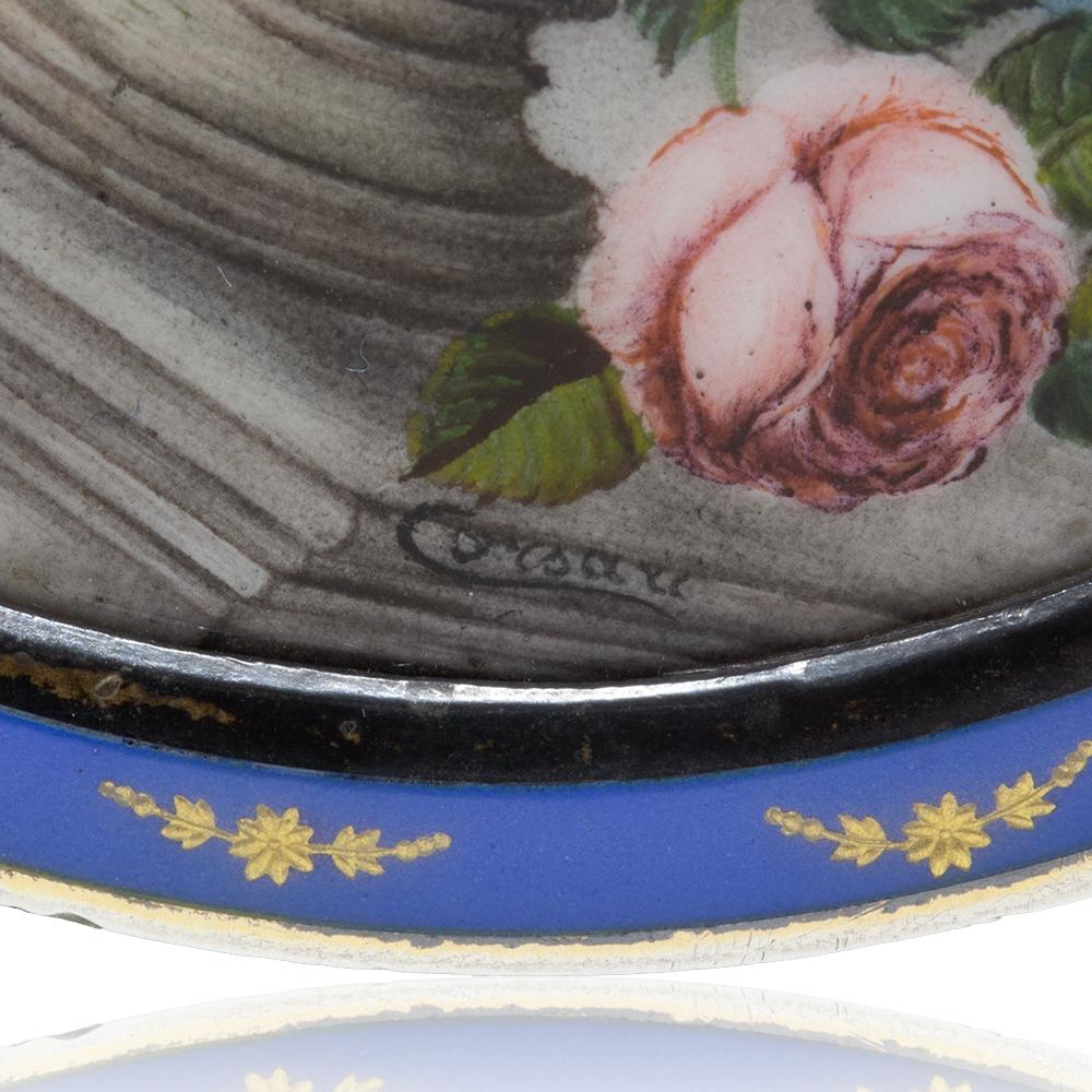 20th Century Italian Silver and Enamel Circular Box For Sale