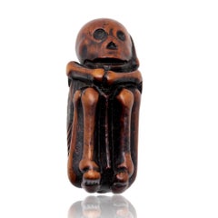 Japanese Edo Period Boxwood Skeleton Netsuke