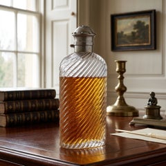Silver Mounted Wrythen Glass Flask by Thomas Johnson