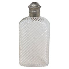 Silver Mounted Wrythen Glass Flask by Thomas Johnson