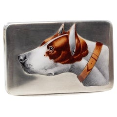 Austrian Solid Silver and Enamel Dog Cigarette Case