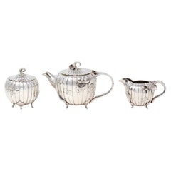 Japanese Meiji Period Silver Tea Set by Akira Mimatsu for Arthur and Bond
