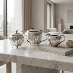 Japanese Meiji Period Silver Tea Set by Akira Mimatsu for Arthur and Bond