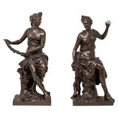 Figurines allégoriques françaises du printemps en bronze de l'époque de Napoléon III, réalisées par Barbedienne