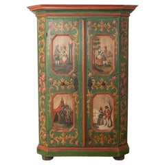Antique Hand-Painted Folk Art Armoire