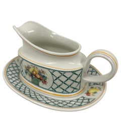 Vintage set of Villeroy and Boch Basket Gravy Boat and Matching Under Plate