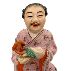 Mid-20th Century Chinese Famille Rose Porcelain Figurine