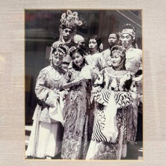 Framed Vintage Black-and-White Photograph of Performers of Chinese Opera