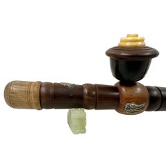 Antique Chinese Wood carved Opium Pipe, Late Qing Dynasty, Handcrafted Art