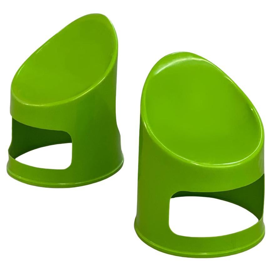 Paire de chaises tubulaires vertes pour enfants du milieu du siècle dernier