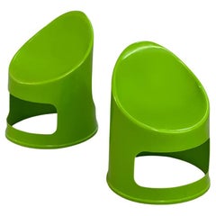 Vintage Pair of Green Mid Century Children's Tub Chairs