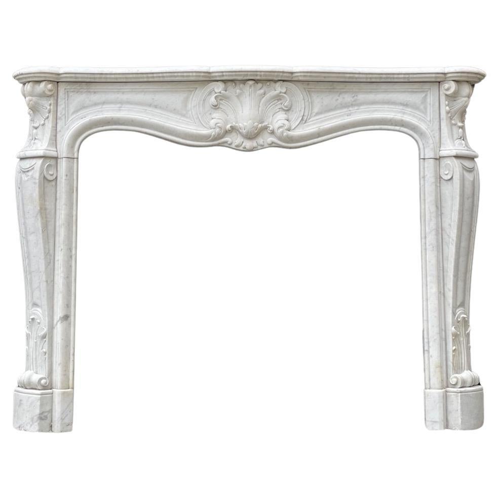 Louis XV Style Fireplace in Carrara Marble For Sale