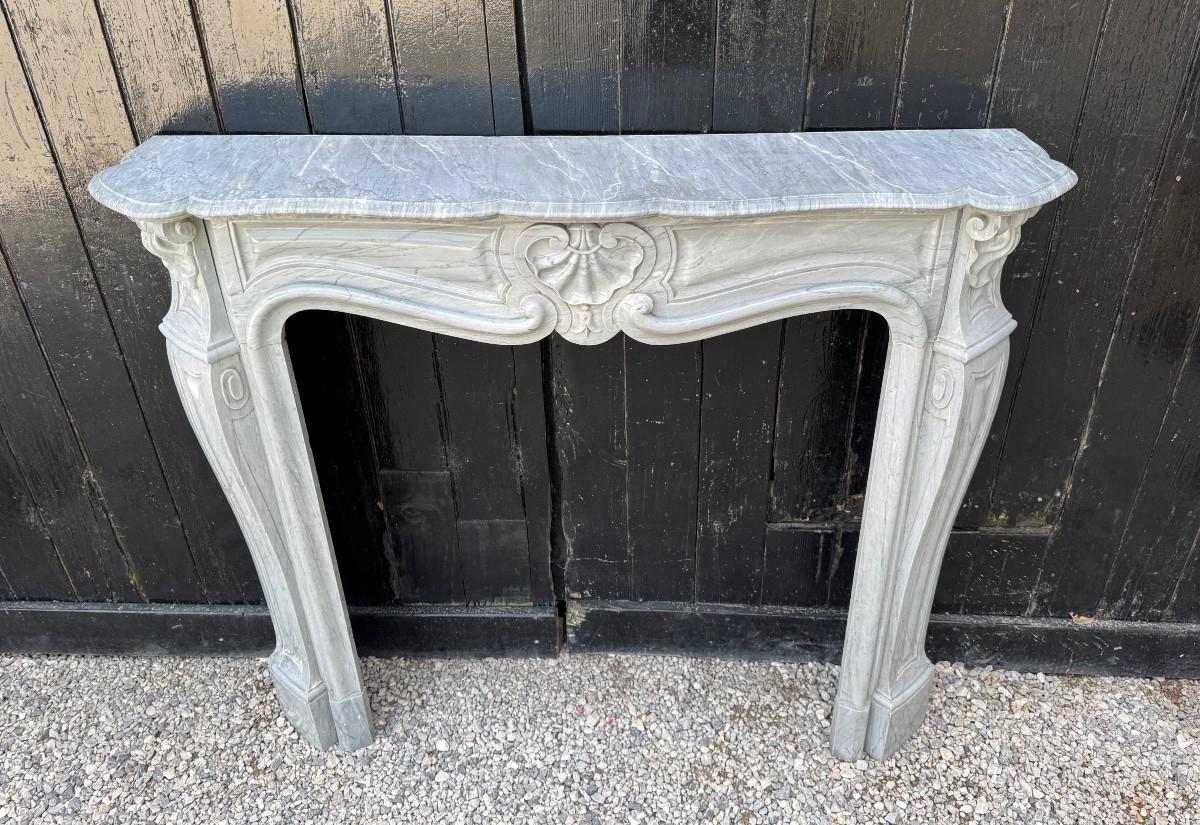 Marble Louis XV style fireplace in turquoise blue marble, circa 1880 For Sale