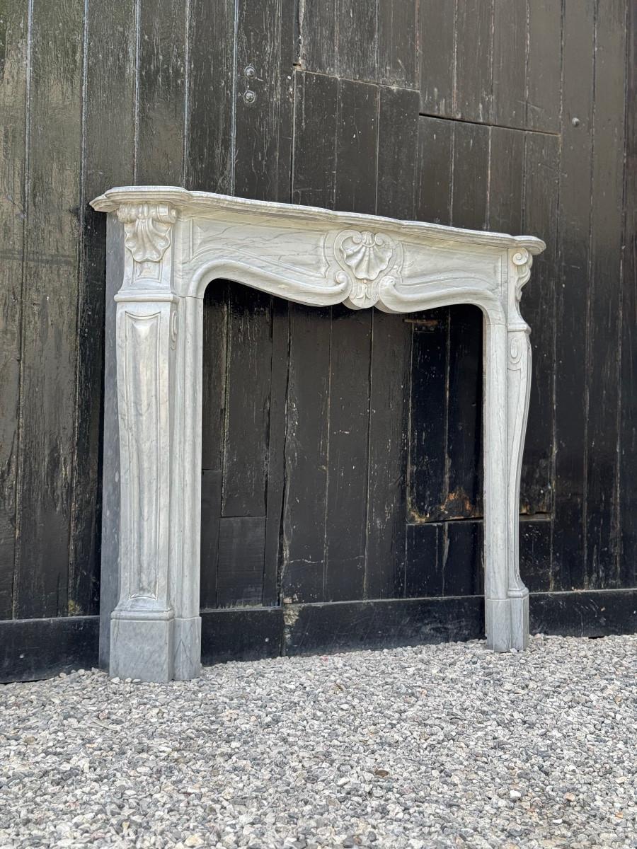 French Louis XV style fireplace in turquoise blue marble, circa 1880 For Sale