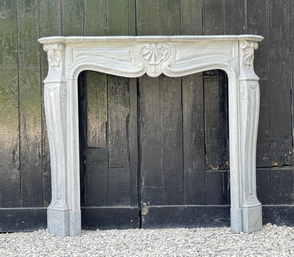 19th Century Louis XV style fireplace in turquoise blue marble, circa 1880 For Sale