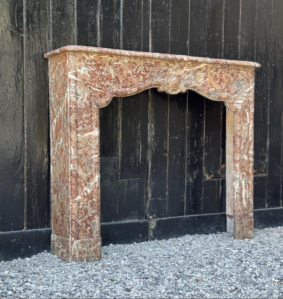 Regency-style fireplace in Rance marble, 19th century In Good Condition For Sale In Honnelles, WHT