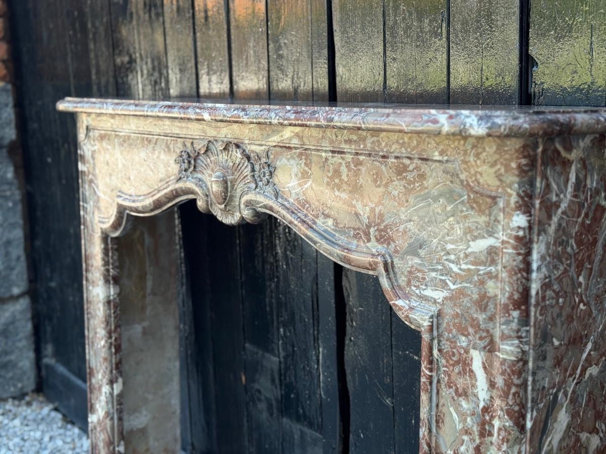 19th Century Regency-style fireplace in Rance marble, 19th century For Sale