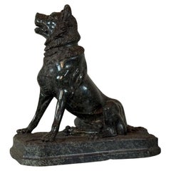 Grand modèle du chien de Jennings en marbre serpentin, souvenir du Grand Tour, 1