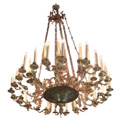 Large bronze chandelier, 36 light points, new wiring, circa 1880