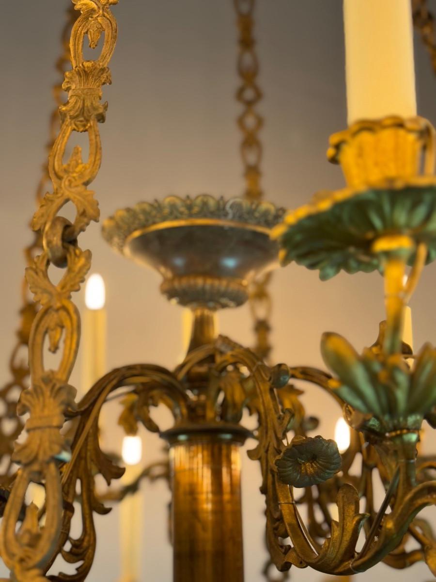 Large bronze chandelier, 36 light points, new wiring, circa 1880 For Sale 1