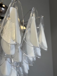 Venetian chandelier made of clear and white Murano glass, around 1990
