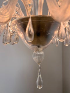 Lampadario veneziano in vetro di Murano trasparente con 10 bracci, circa