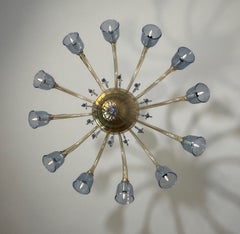 Two-tone Venetian chandelier made of Murano glass, blue and gold-bronze, around