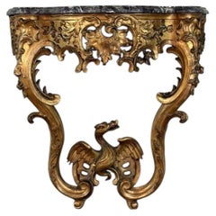 Regency console with dragon, carved and gilded wood, Paris around 1720