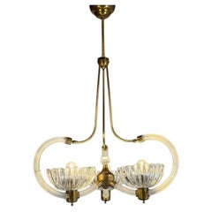 Venetian chandelier made of Murano glass and brass, around 1950