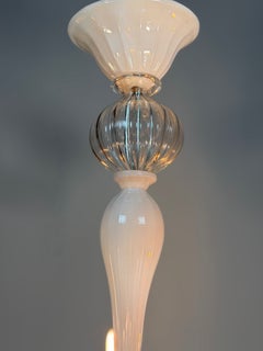 Venetian chandelier made of white and clear Murano glass, around 1990