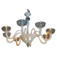 Venetian chandelier made of white and clear Murano glass, around 1990