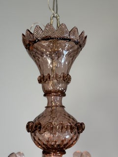 Venetian Murano glass chandelier in amethyst color, 8 light arms, 20th century