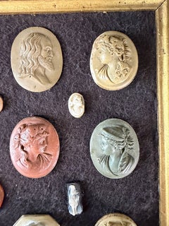 Collection of cameos and intaglios, shells, and lava stones, around 1900