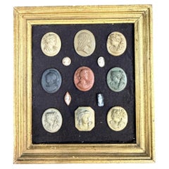 Collection of cameos and intaglios, shells, and lava stones, around 1900