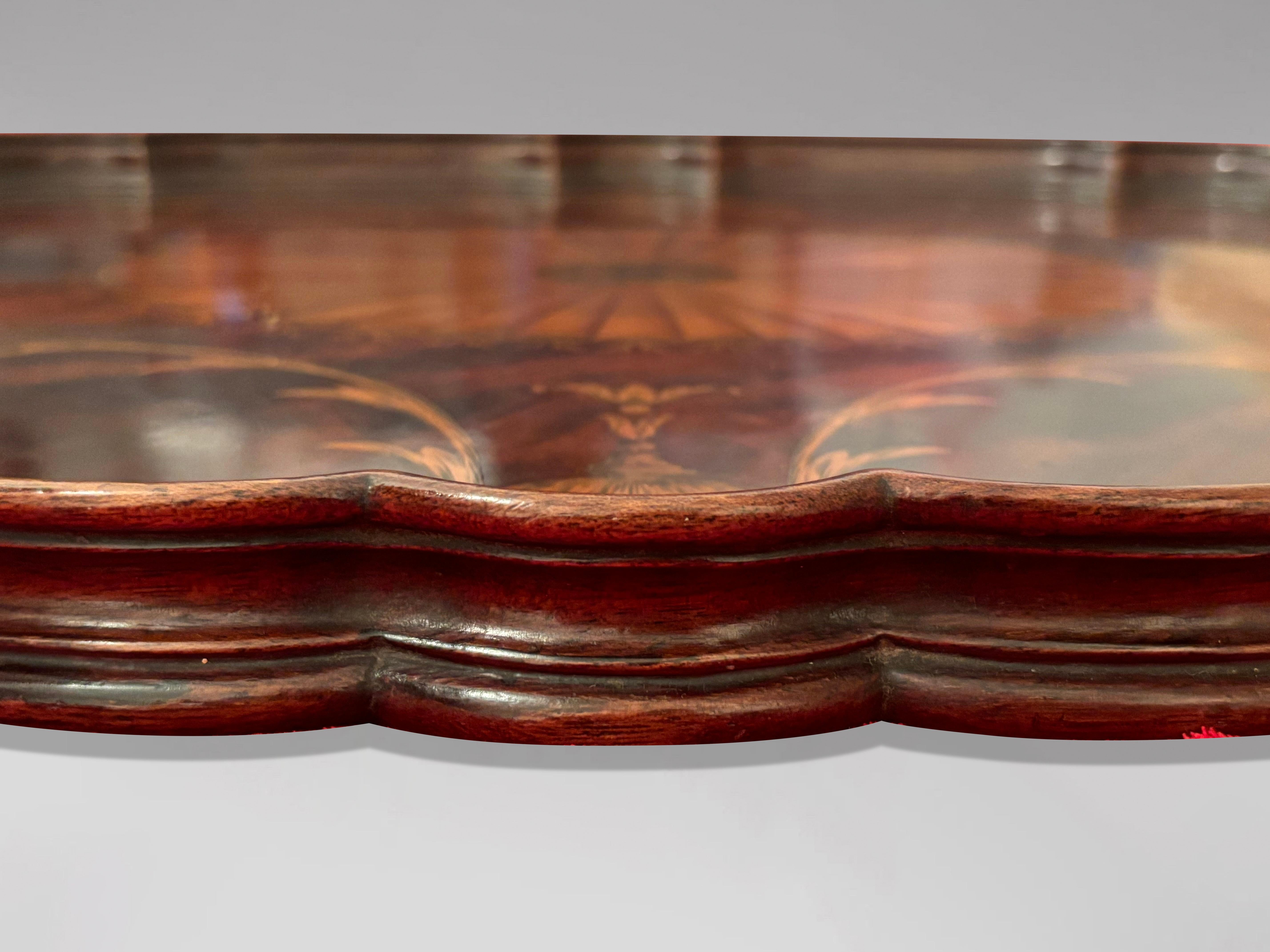 Frühes 20. Jahrhundert Edwardianisches Intarsien-Tablett in ovaler Form im Angebot 3
