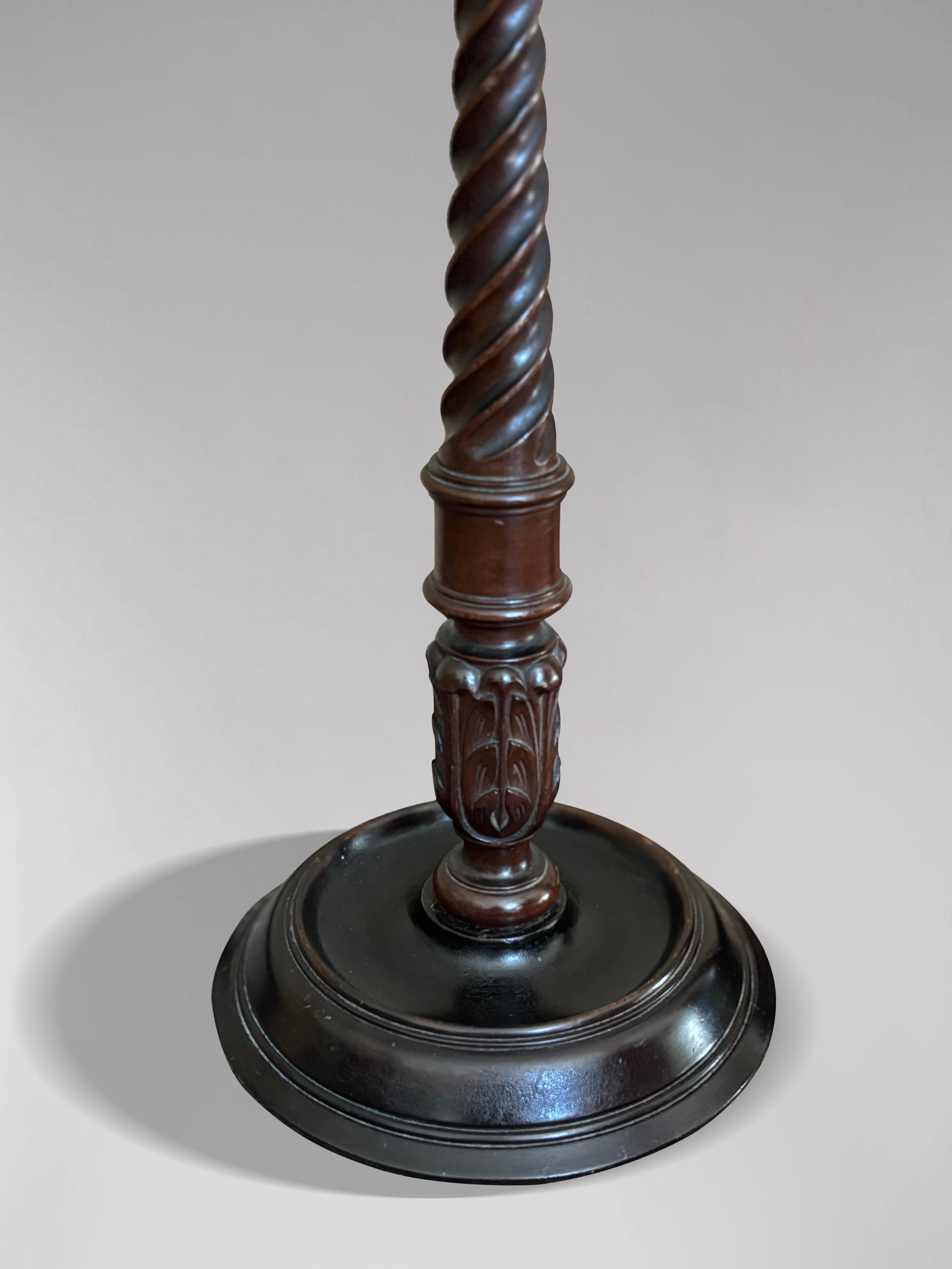 British Tall Pair of Early 19th Century Mahogany & Brass Scottish Candlesticks For Sale