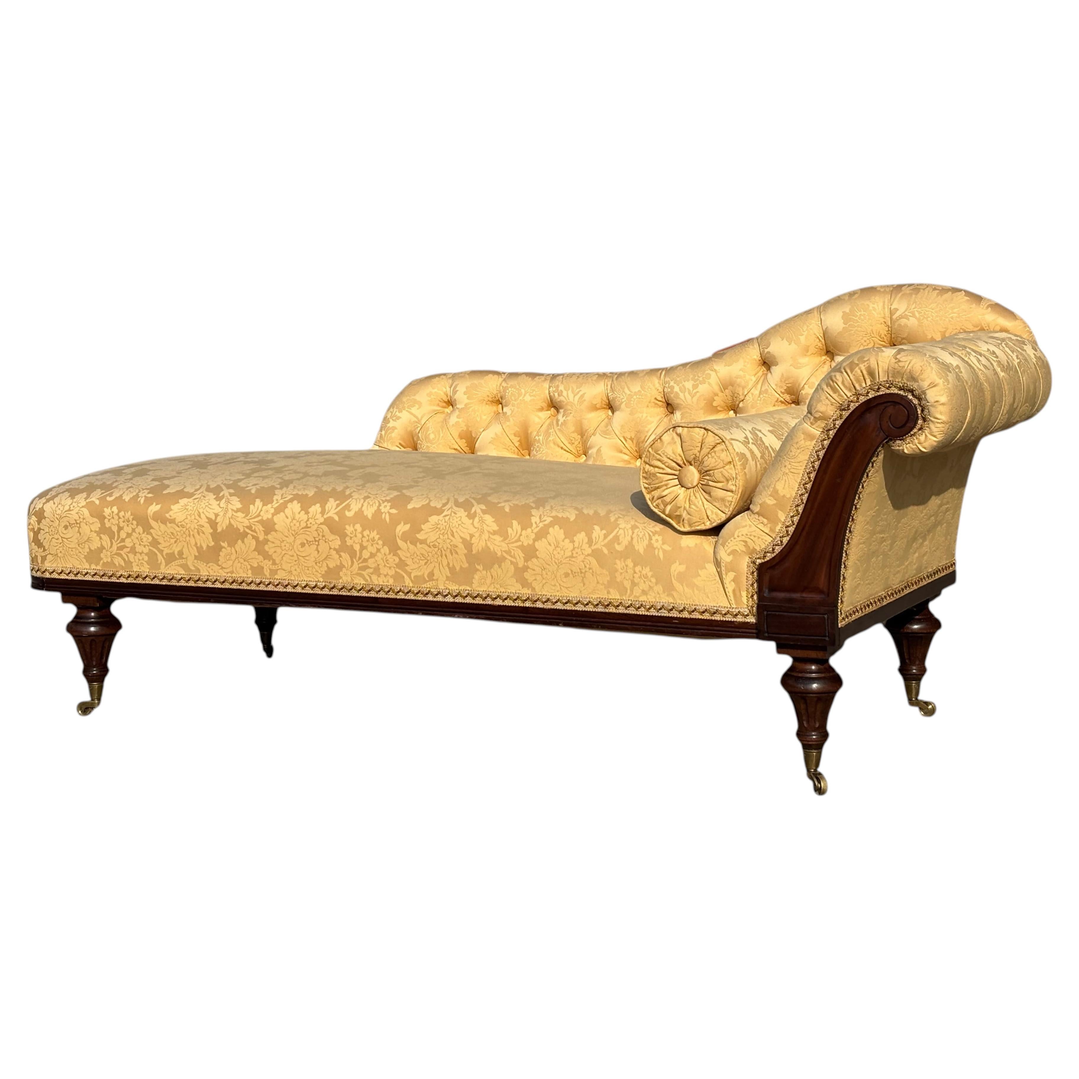 Early 19th Century Regency Period Upholstered Chaise Longue Sofa For Sale