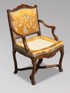 18th Century French Carved Walnut Armchair with Fabric by Pierre Frey