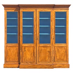 19th Century french Louis Philippe Walnut 4-Door Breakfront Bookcase